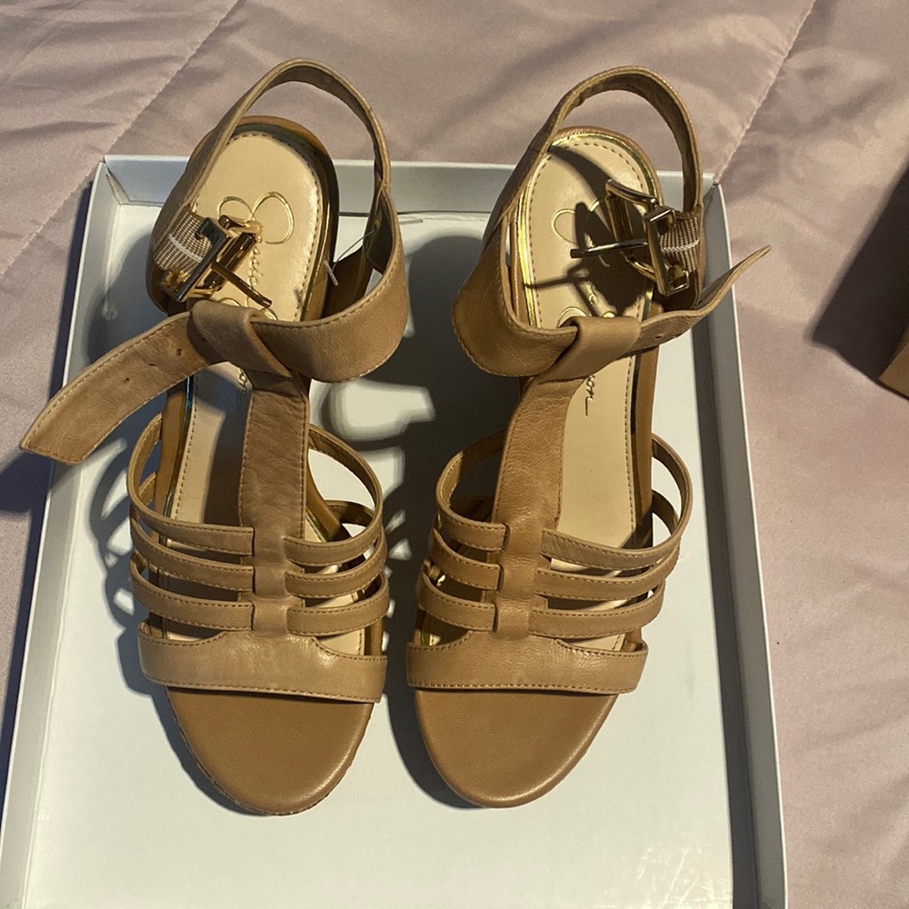 New Jessica Simpson tan wedges.